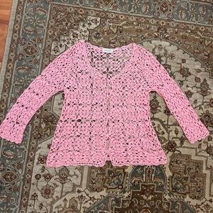 vintage Pink Crochet Cardigan